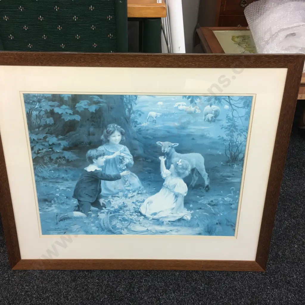 Signed Vintage Framed Artwork 'Curious Sheep & Daisy Lily Rose (Unable to Sell, Donated) Image 1++