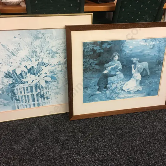 Signed Vintage Framed Artwork 'Curious Sheep & Daisy Lily Rose (Unable to Sell, Donated)