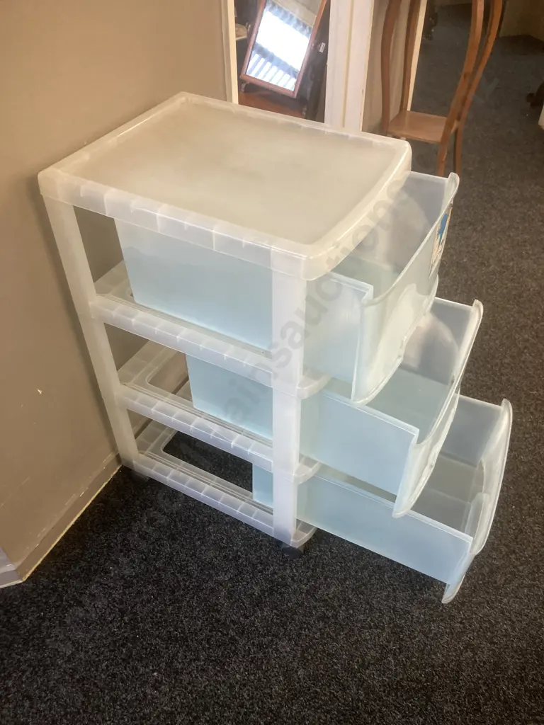 Otto Casual Plastic 3 Drawer Storage Tower, Mobile. H78 W39 D49cm Image 1++