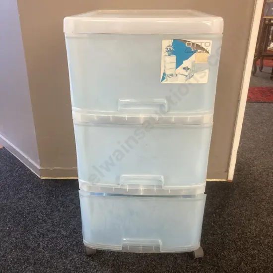 Otto Casual Plastic 3 Drawer Storage Tower, Mobile. H78 W39 D49cm