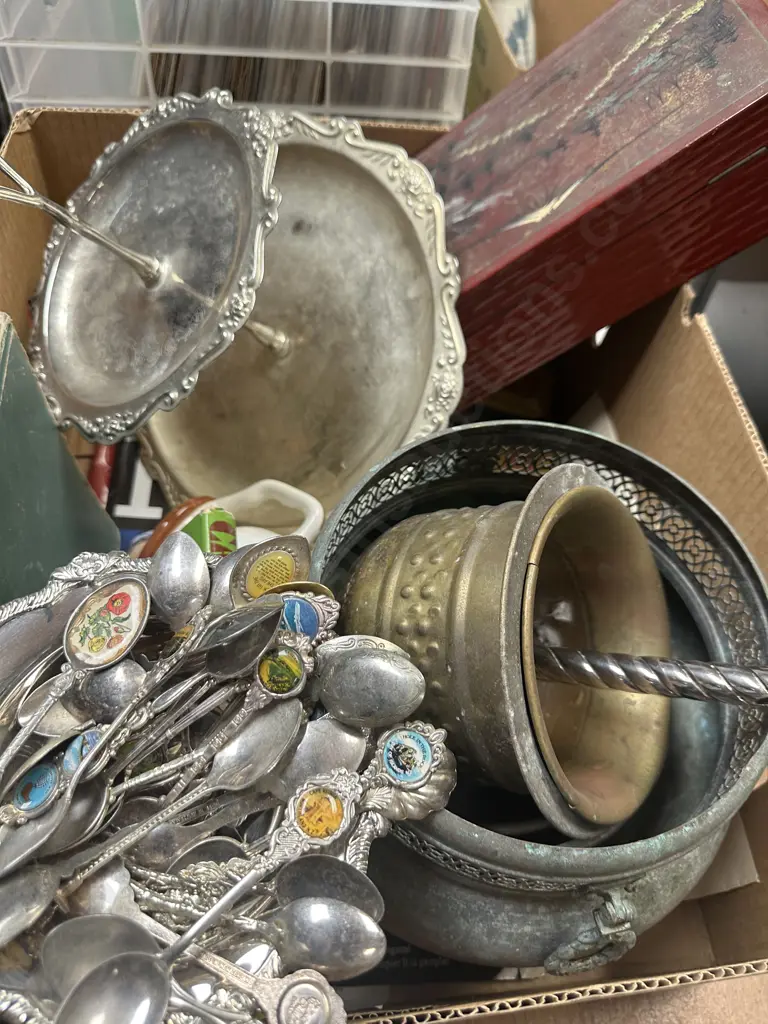 Box Lot Silverware, Books, Spoons Etc Image 1++