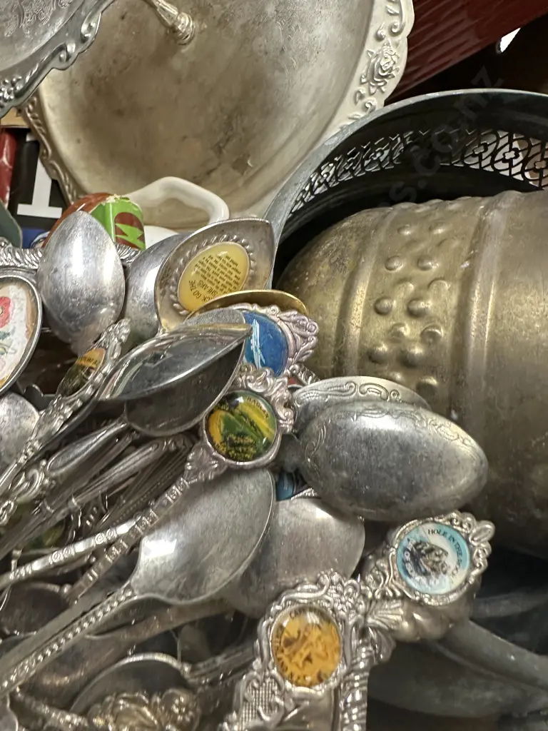 Box Lot Silverware, Books, Spoons Etc Image 1++