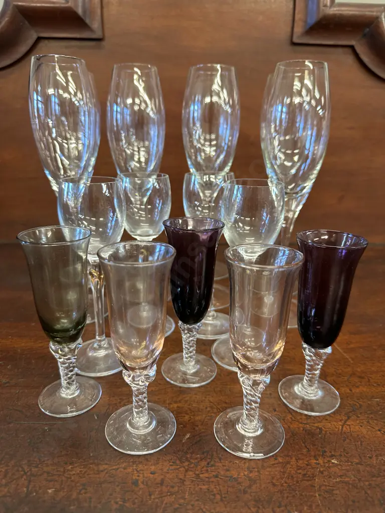 Selection Of Glasses Including Champagne, Sherry & Coloured Image 1++