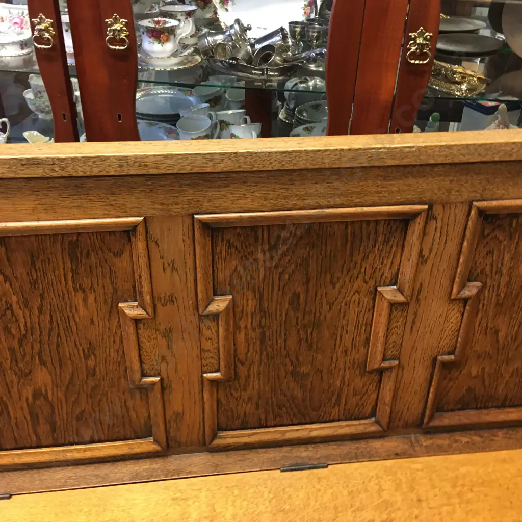 Antique Oak Monks Bench With Barley Twist Supports & Hinged Seat. H95 W124 D51cm Image 1++