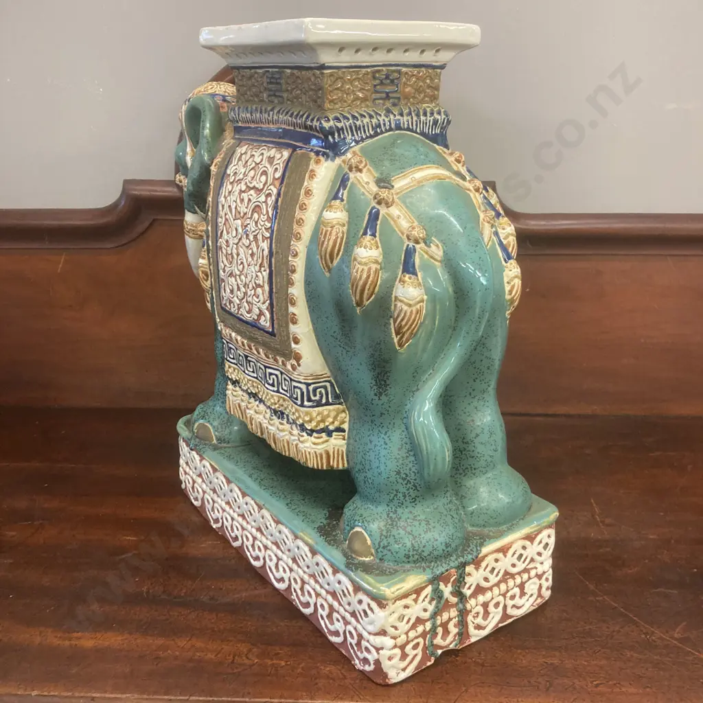 Heavy Chinese Porcelain Pedestal Elephant. H56 W54 D23cm Image 1++