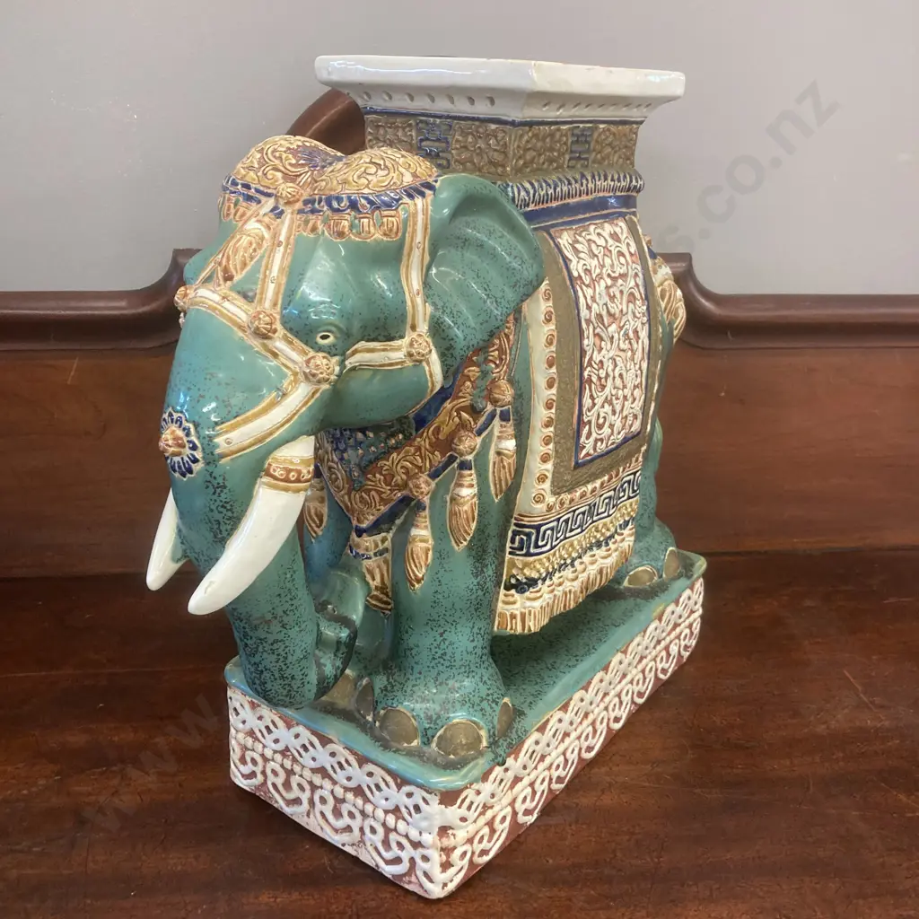 Heavy Chinese Porcelain Pedestal Elephant. H56 W54 D23cm Image 1++
