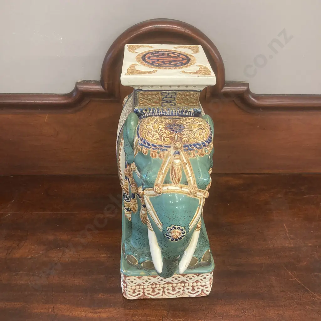 Heavy Chinese Porcelain Pedestal Elephant. H56 W54 D23cm Image 1++