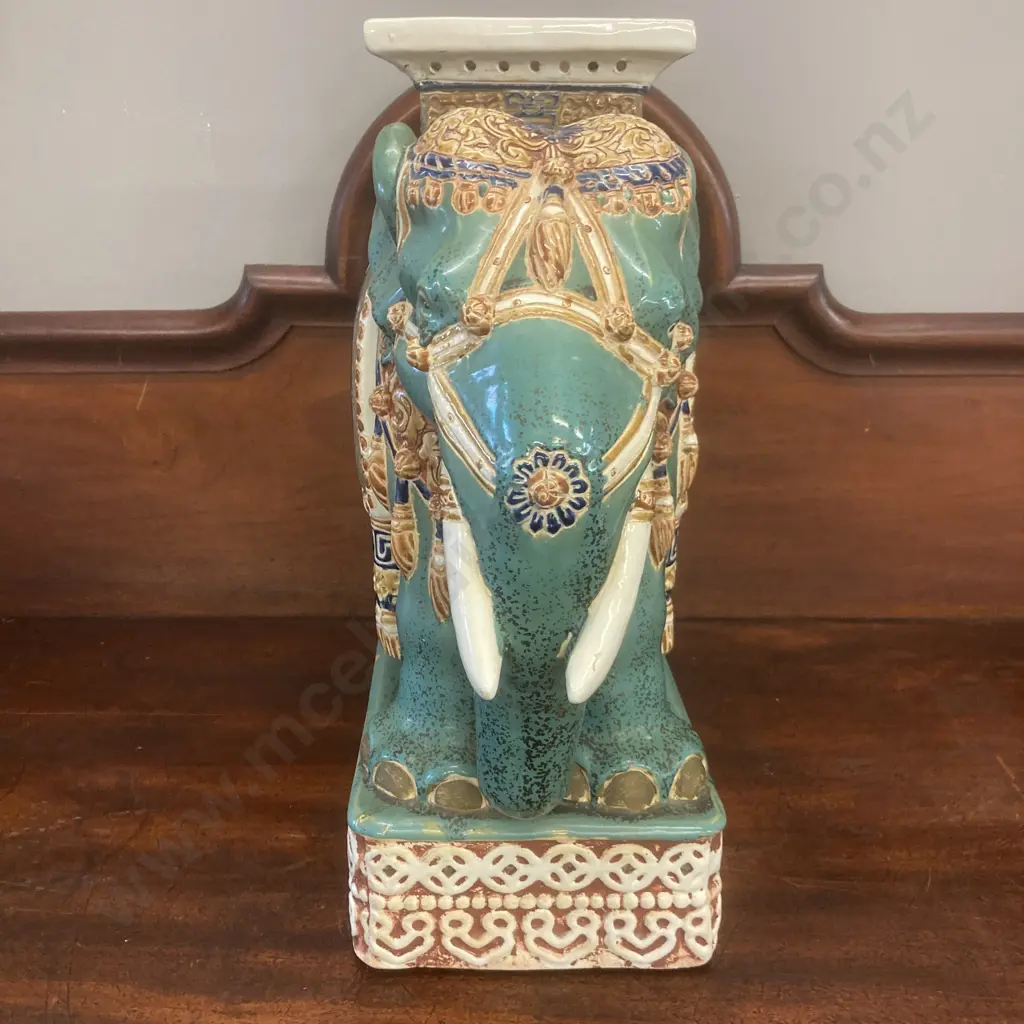 Heavy Chinese Porcelain Pedestal Elephant. H56 W54 D23cm Image 1++