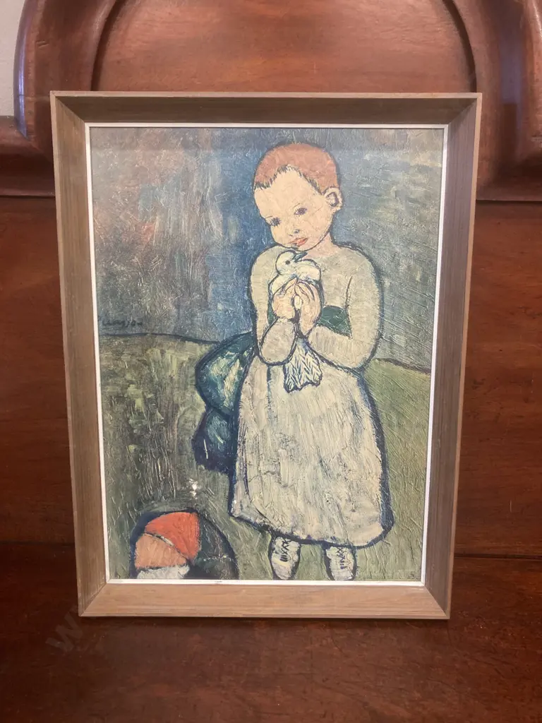 Pablo Picasso 'Child With A Dove' Framed Print (1901 Oil on Canvas). 38 x 28cm Image 1++