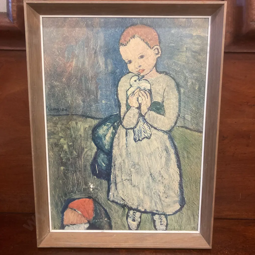 Pablo Picasso 'Child With A Dove' Framed Print (1901 Oil on Canvas). 38 x 28cm Image 1++