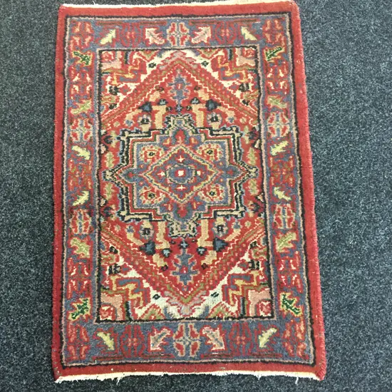 Floor Rug Red/Pale Blue Tones