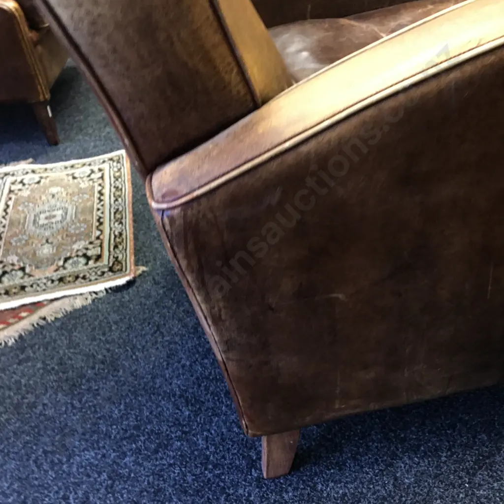 Vintage Netherlands Sheepskin Leather Art Deco Style Armchair Image 1++