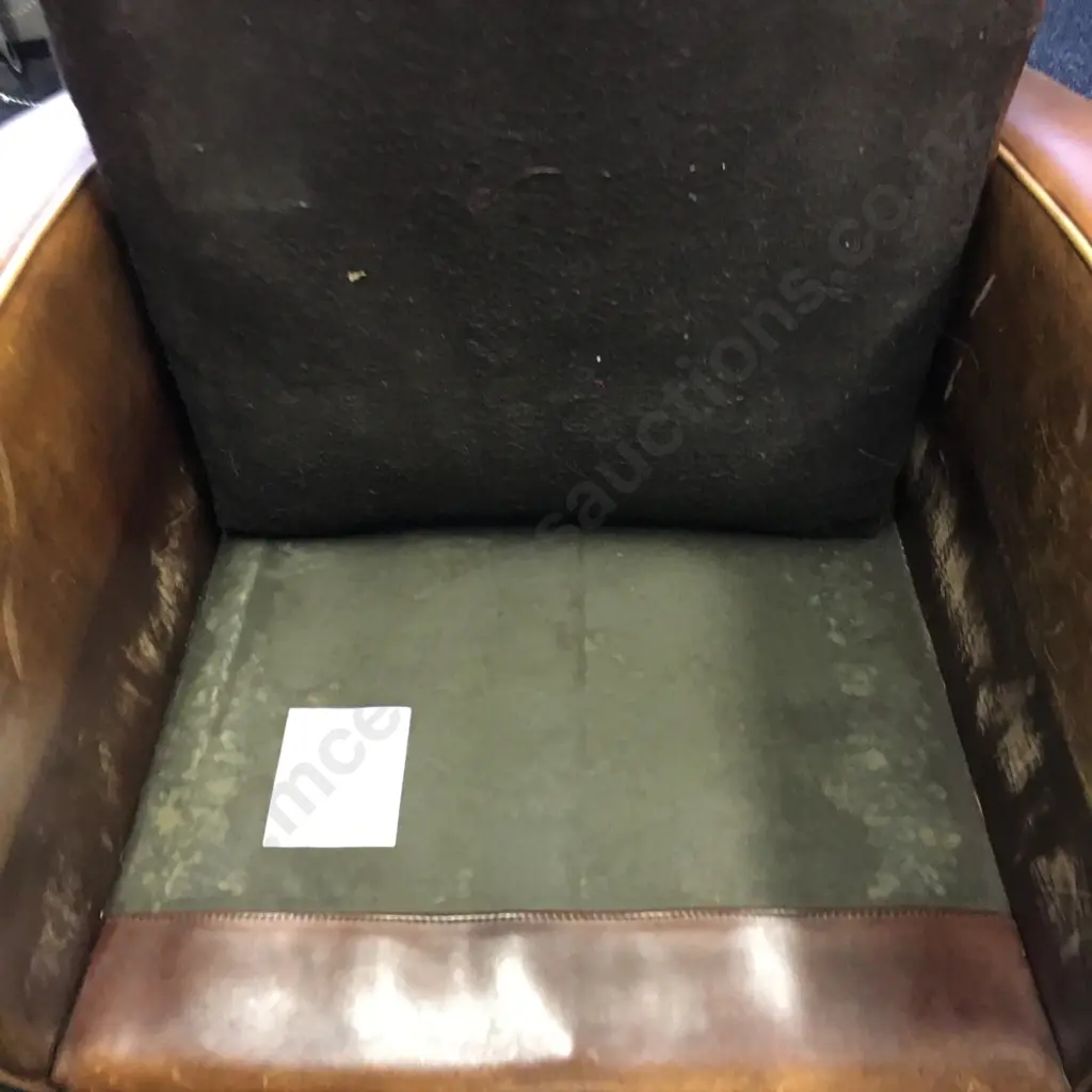 Vintage Netherlands Sheepskin Leather Art Deco Style Armchair Image 1++