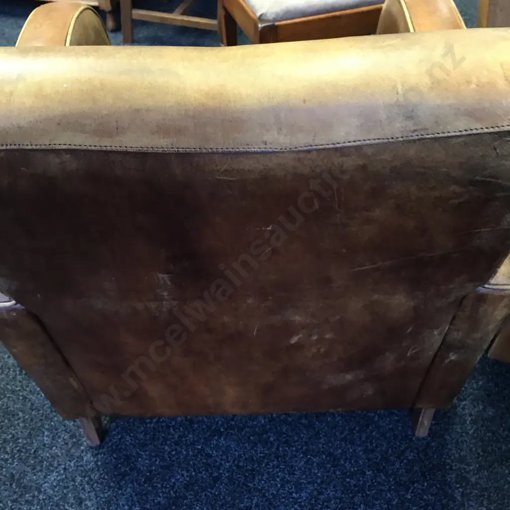 Vintage Netherlands Sheepskin Leather Art Deco Style Armchair Image 1++
