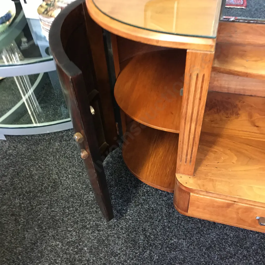 Art Deco Walnut Dressing Table, Wing Mirrors, Original Handles. H153 W107 D45cm Image 1++
