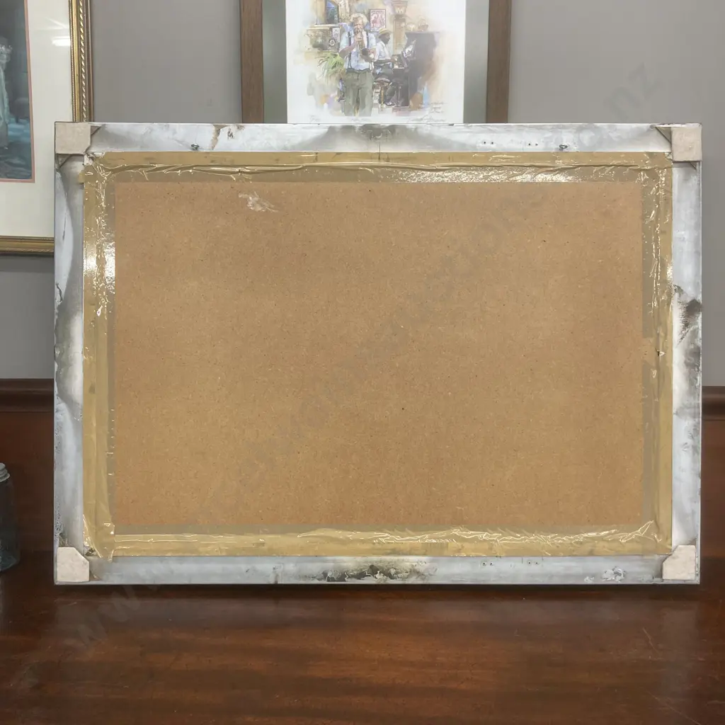 Vintage Bevelled Edge Wall Mirror With a Ornate Silver Painted Wooden Frame. 77 x 107cm Image 1++
