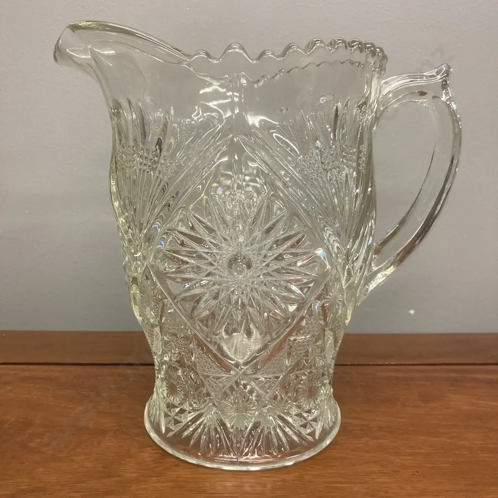 Large Pressed Glass Vintage Jug. H21 W21 D14cm Image 1++