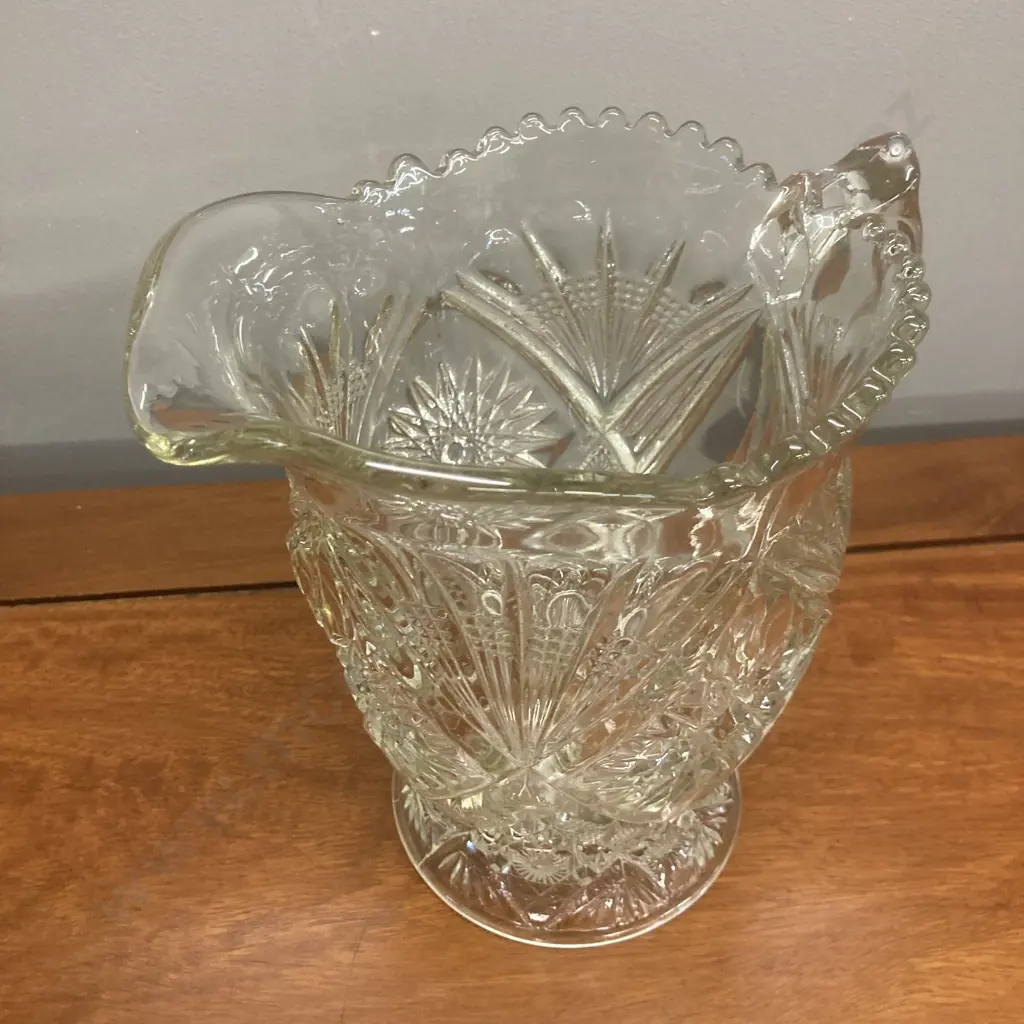 Large Pressed Glass Vintage Jug. H21 W21 D14cm Image 1++