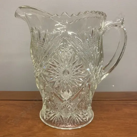 Large Pressed Glass Vintage Jug. H21 W21 D14cm