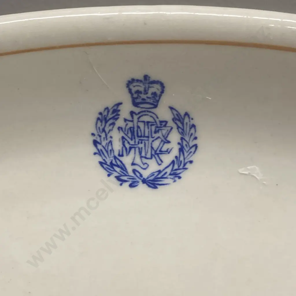 RNZAF Crested Crown Lynn 29cm Oval Dinner Plates x 3, Blue Crest Image 1++