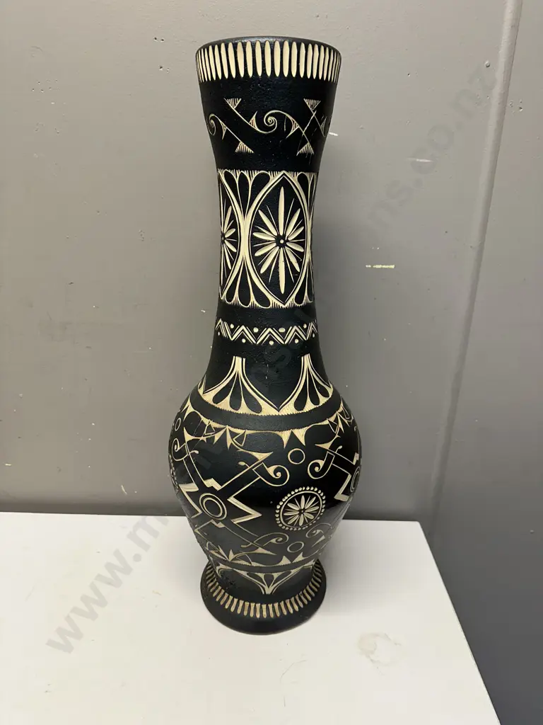 Vintage Black Pottery Floor Vase Earthen Ware Factory Image 1++