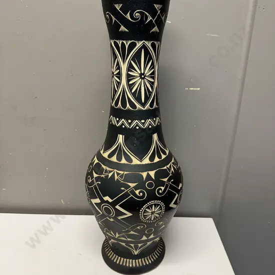 Vintage Black Pottery Floor Vase Earthen Ware Factory