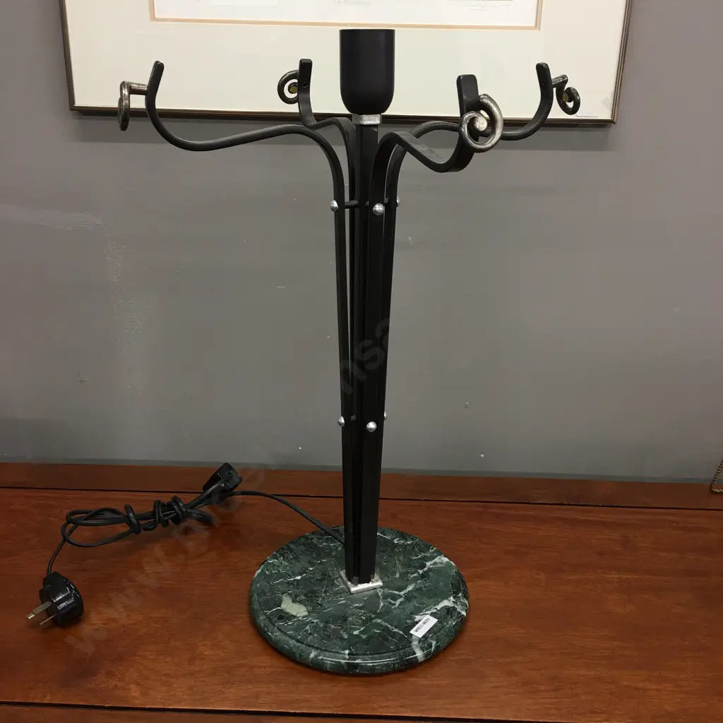 Italian Lipparini Table Lamp With a Wrought Iron & Marble Base. 54cm Image 1++
