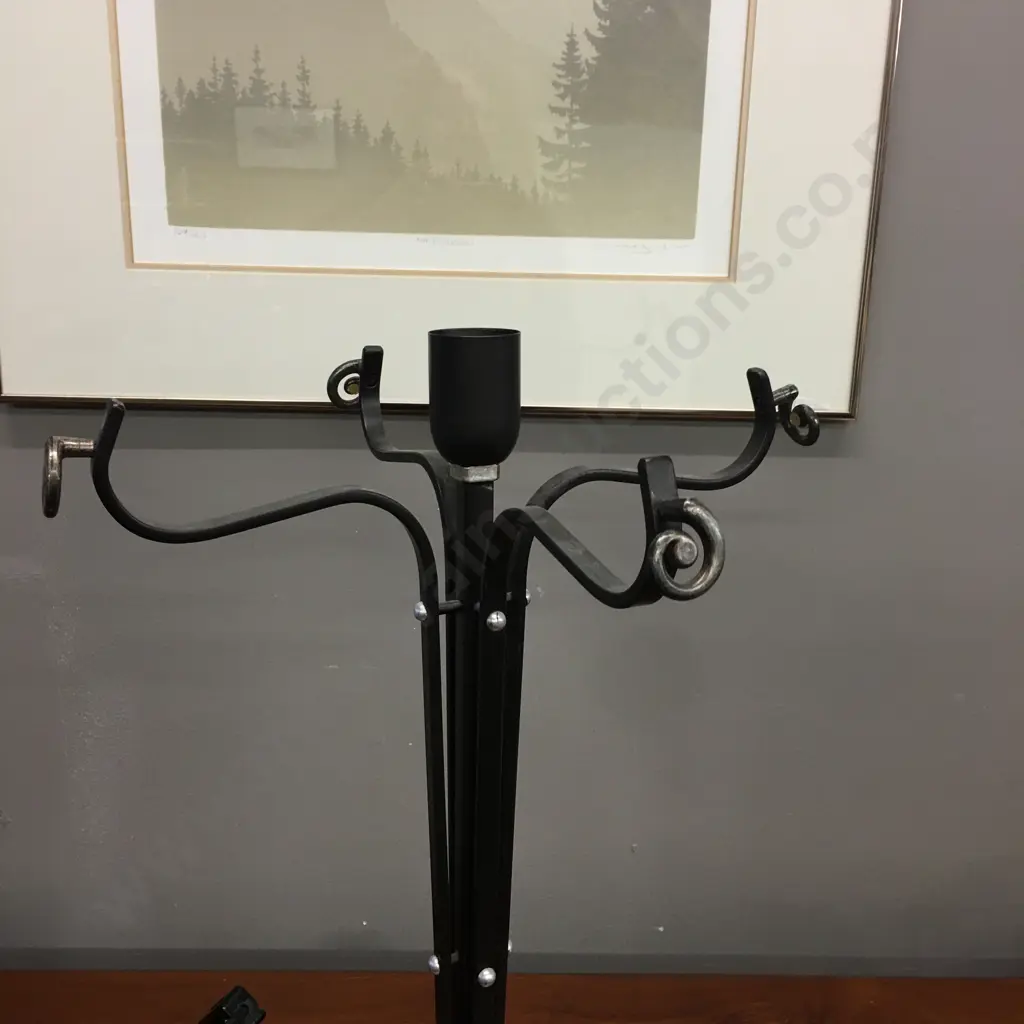 Italian Lipparini Table Lamp With a Wrought Iron & Marble Base. 54cm Image 1++