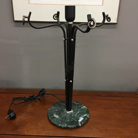 Italian Lipparini Table Lamp With a Wrought Iron & Marble Base. 54cm