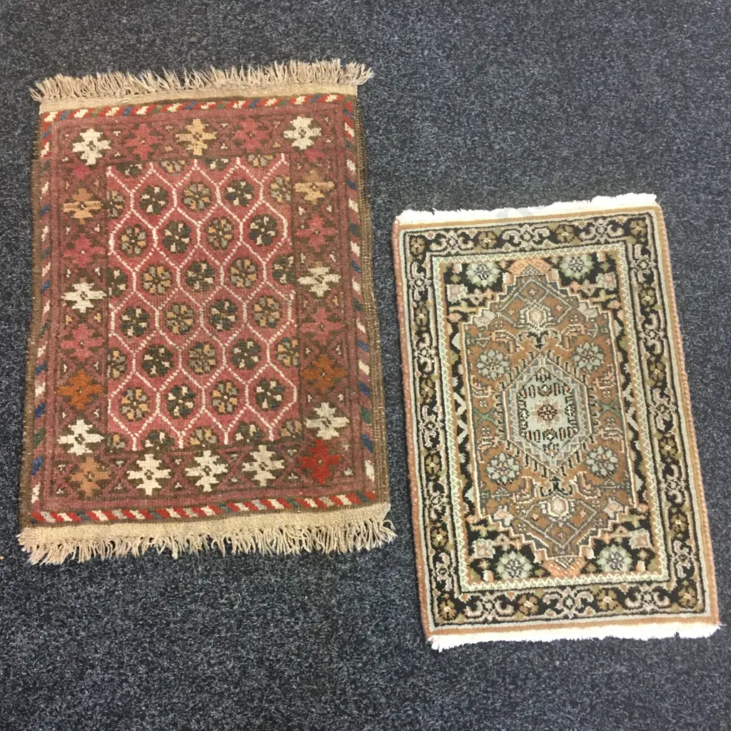 Afghan Pusthi Rug L66,W50cm & Real Hand Made Oriental Carpet L61,W40cm. Image 1++