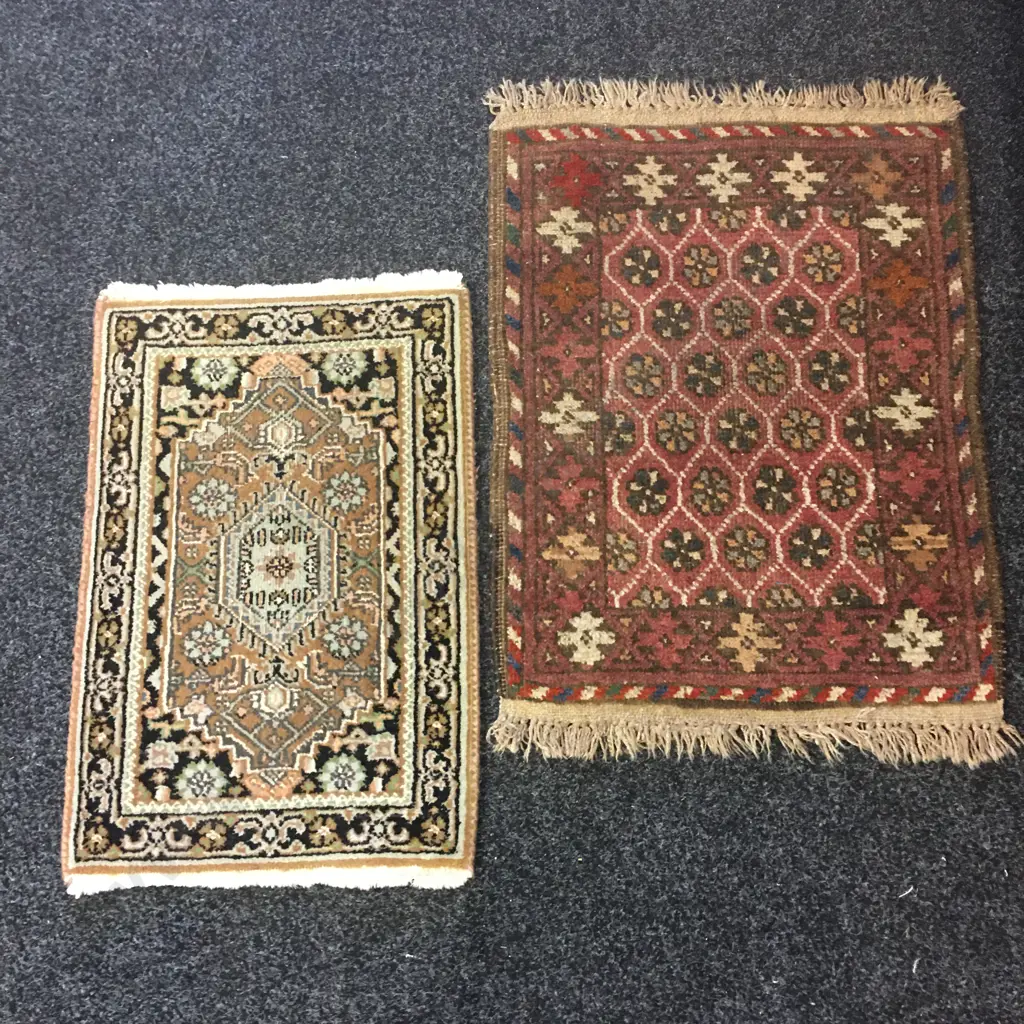 Afghan Pusthi Rug L66,W50cm & Real Hand Made Oriental Carpet L61,W40cm. Image 1++