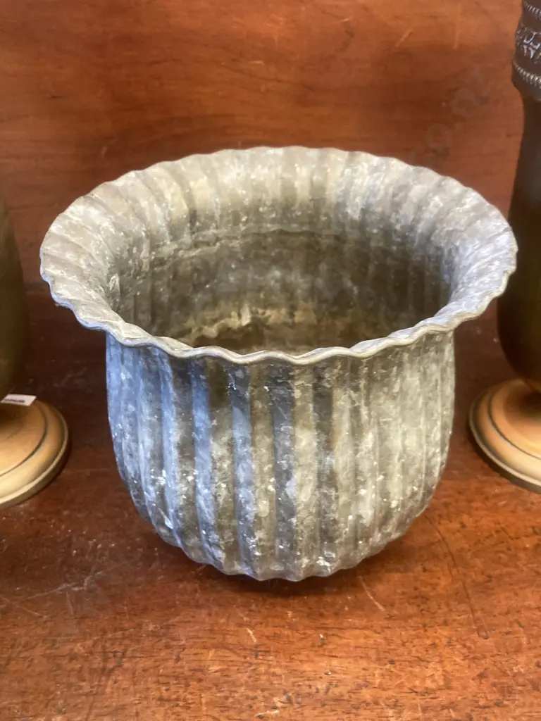 Pair of Vintage Brass Vases / Urns. 26 x 12.5cm With Small Flared Top Brass Planter Image 1++