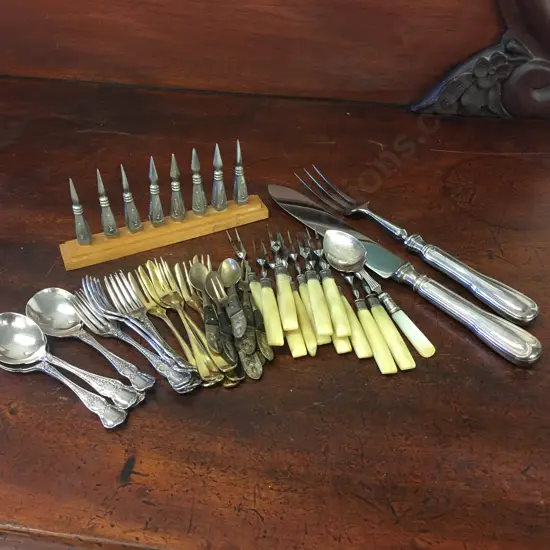 Selection Of Cutlery, Carving Knife & Fork & Sweetcorn Holders