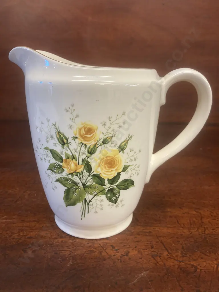 Vintage Crown Lynn Yellow Rose Jug, Shape 806-1, Crown Lynn New Zealand on Base.14.5 x 15.5cm Image 1++