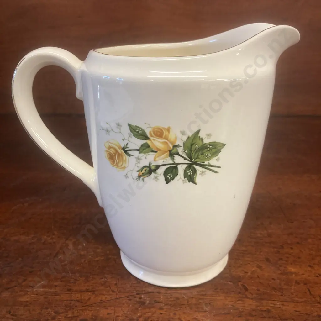 Vintage Crown Lynn Yellow Rose Jug, Shape 806-1, Crown Lynn New Zealand on Base.14.5 x 15.5cm Image 1++