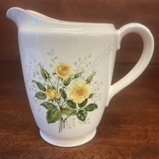 Vintage Crown Lynn Yellow Rose Jug, Shape 806-1, Crown Lynn New Zealand on Base.14.5 x 15.5cm