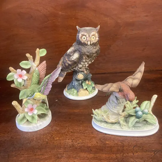 Owl Ornament & Pair of Bird Ornaments