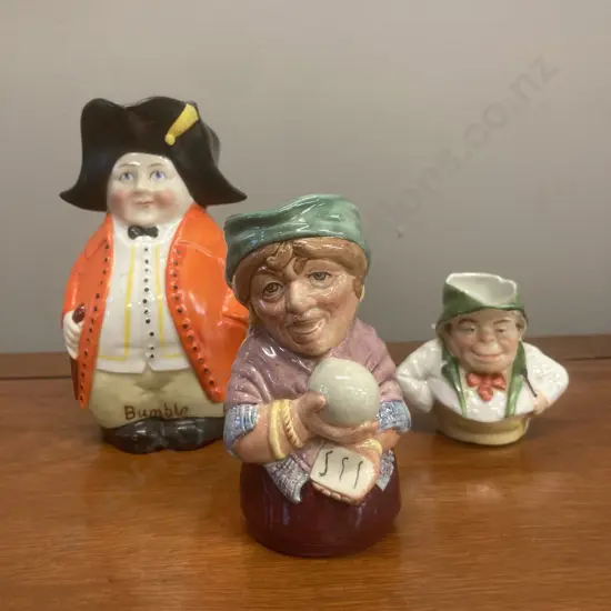 Royal Doulton Doultonville Madame Crystal the Clairvoyant D6714,1984-89. 11cm, German "Bumble" Toby & a Miniature Toby