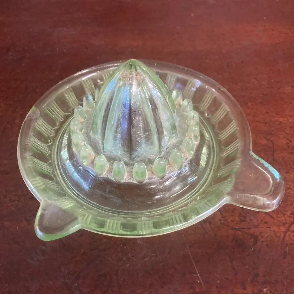 Vintage Uranium Green Glass Reamer Juicer (Small Chip) Image 1++