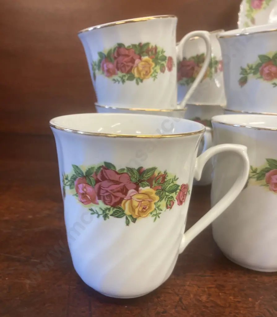 Vintage Regent China English Rose Dinnerware, 8x Duo's, 8x Coffee Cups, 7x 25cm Dinner Plates, 7x Bowls, 3x Small Plates Image 1++