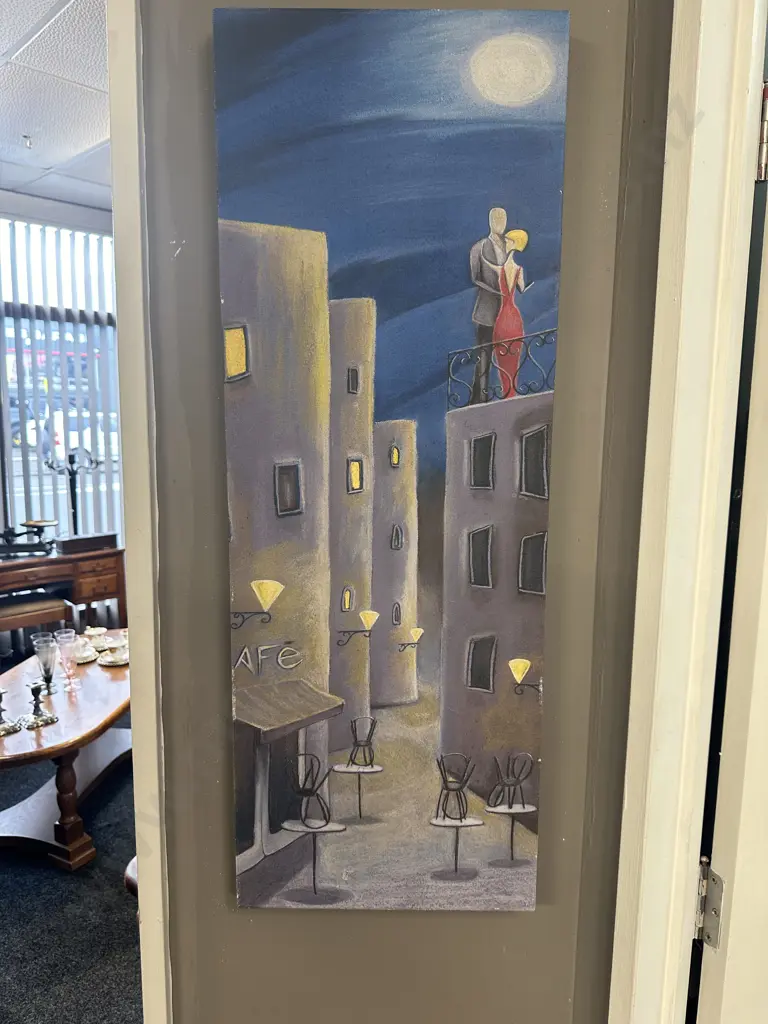 Moonlight Cafe Canvas Artwork. 84 x 30cm Image 1++
