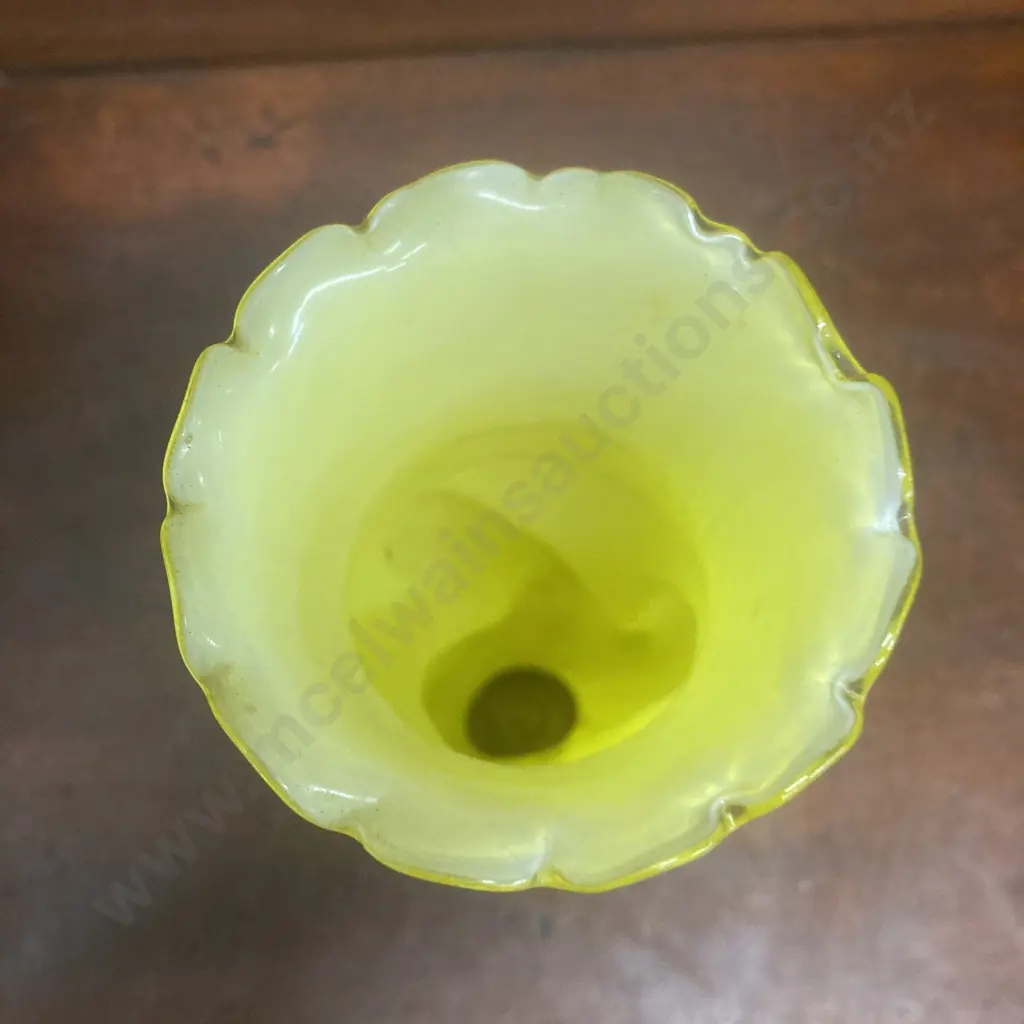 Vintage Yellow Opaline Art Glass Ladies Hand Holding a Vase. H22.5cm Image 1++