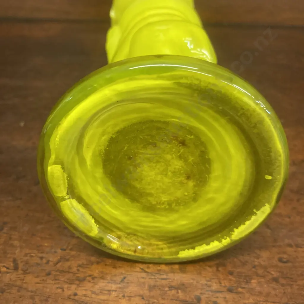 Vintage Yellow Opaline Art Glass Ladies Hand Holding a Vase. H22.5cm Image 1++