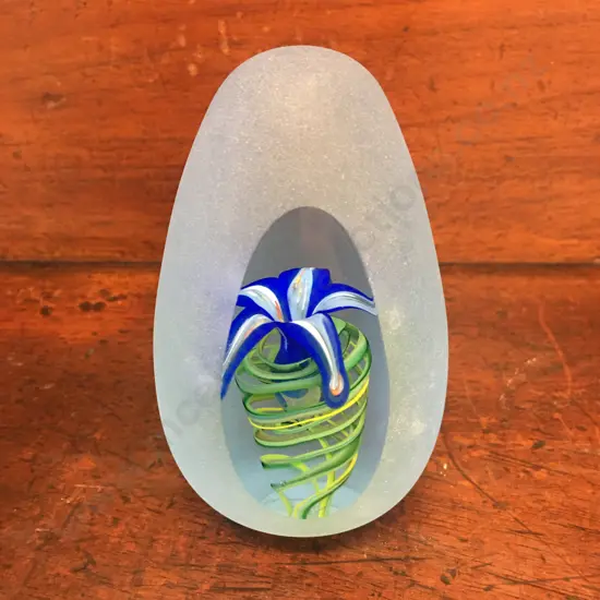 Hand Blown Schroders Glass Paper Weight H11.5cm