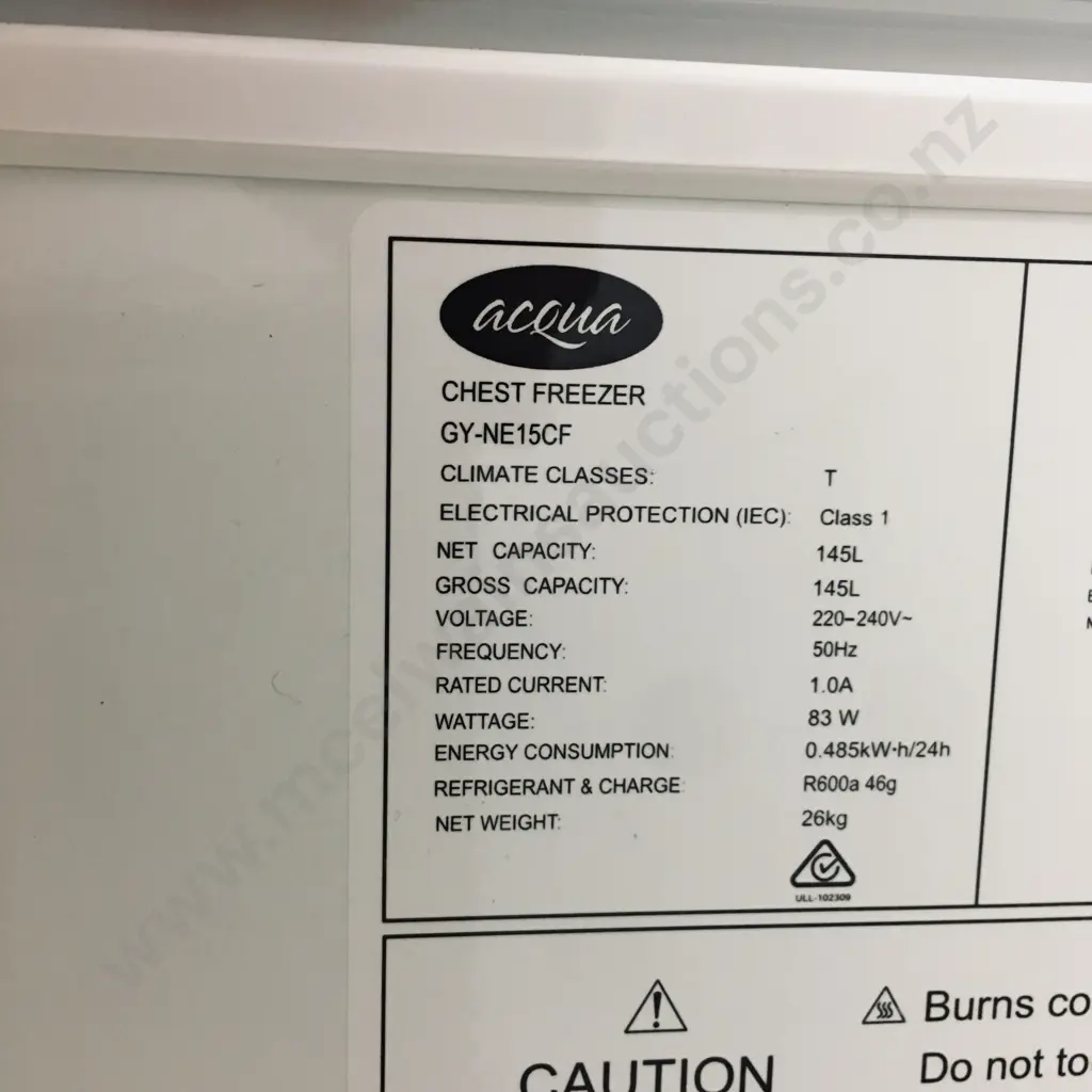 Acqua 145 Litre Chest Freezer, Model GY-NE15C Image 1++