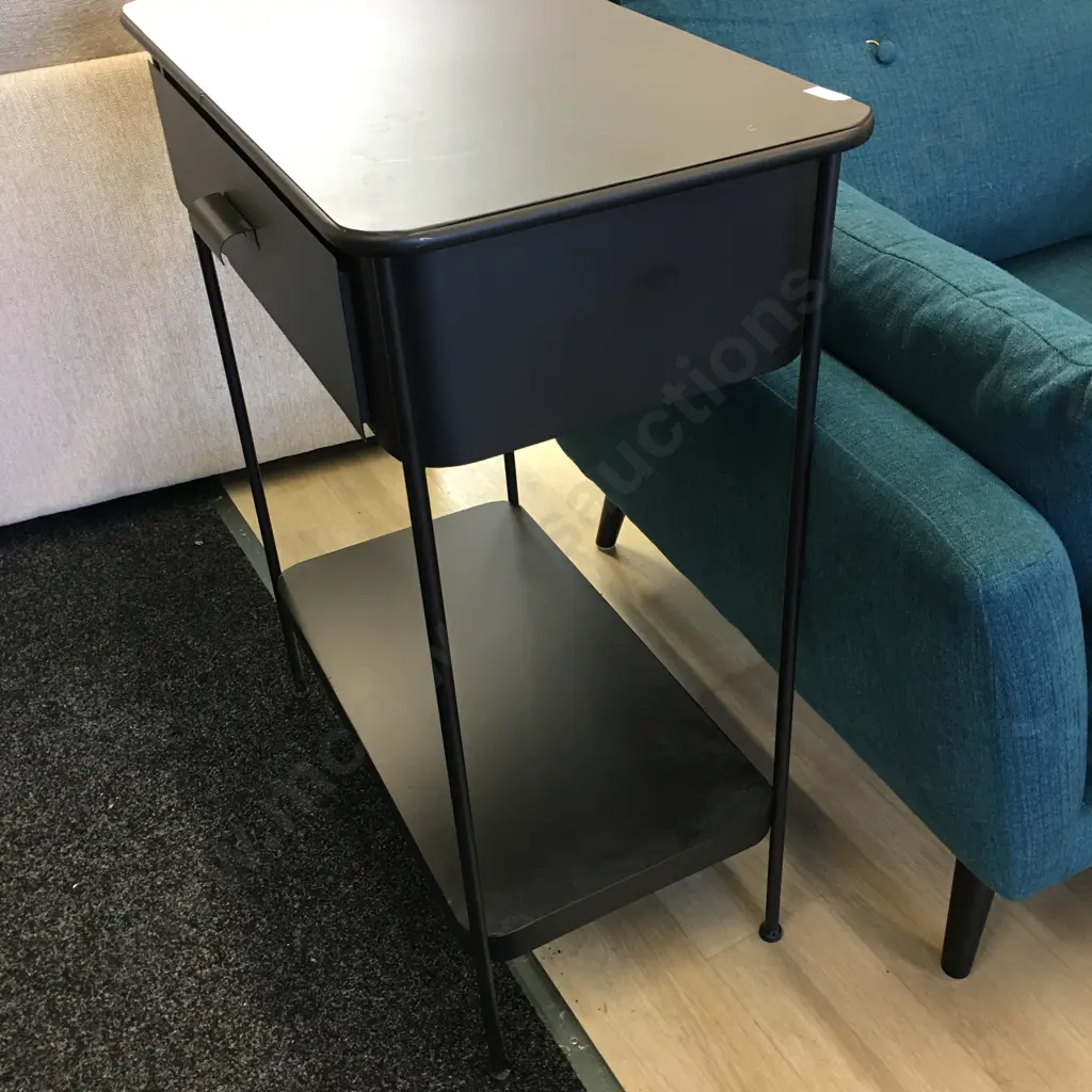 Black Single Drawer Hall/Sofa Table With Shelf H81,W63,D36cm. Image 1++
