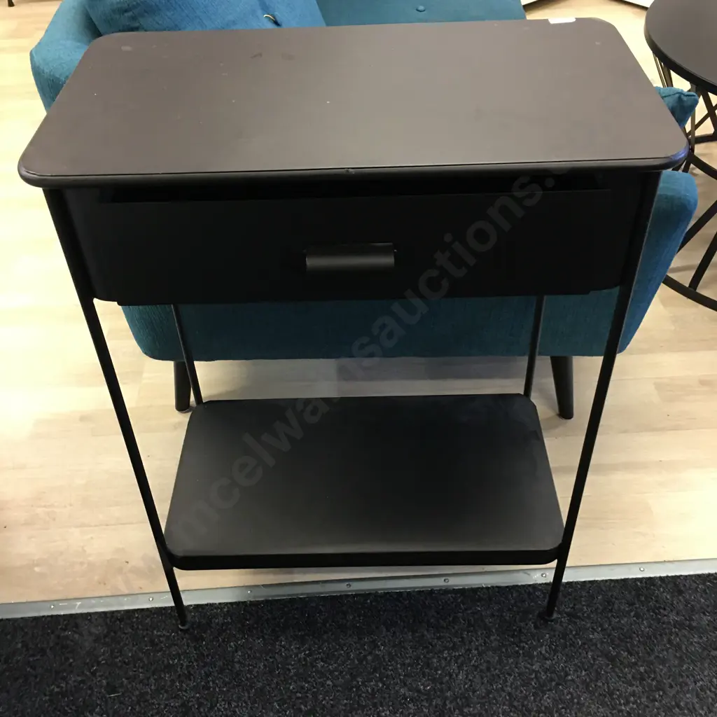 Black Single Drawer Hall/Sofa Table With Shelf H81,W63,D36cm. Image 1++