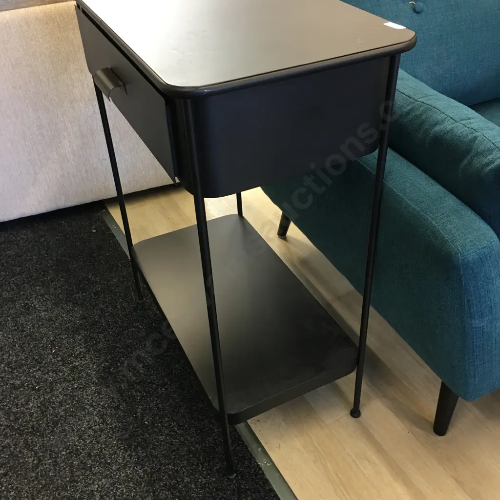 Black Single Drawer Hall/Sofa Table With Shelf H81,W63,D36cm. Image 1++