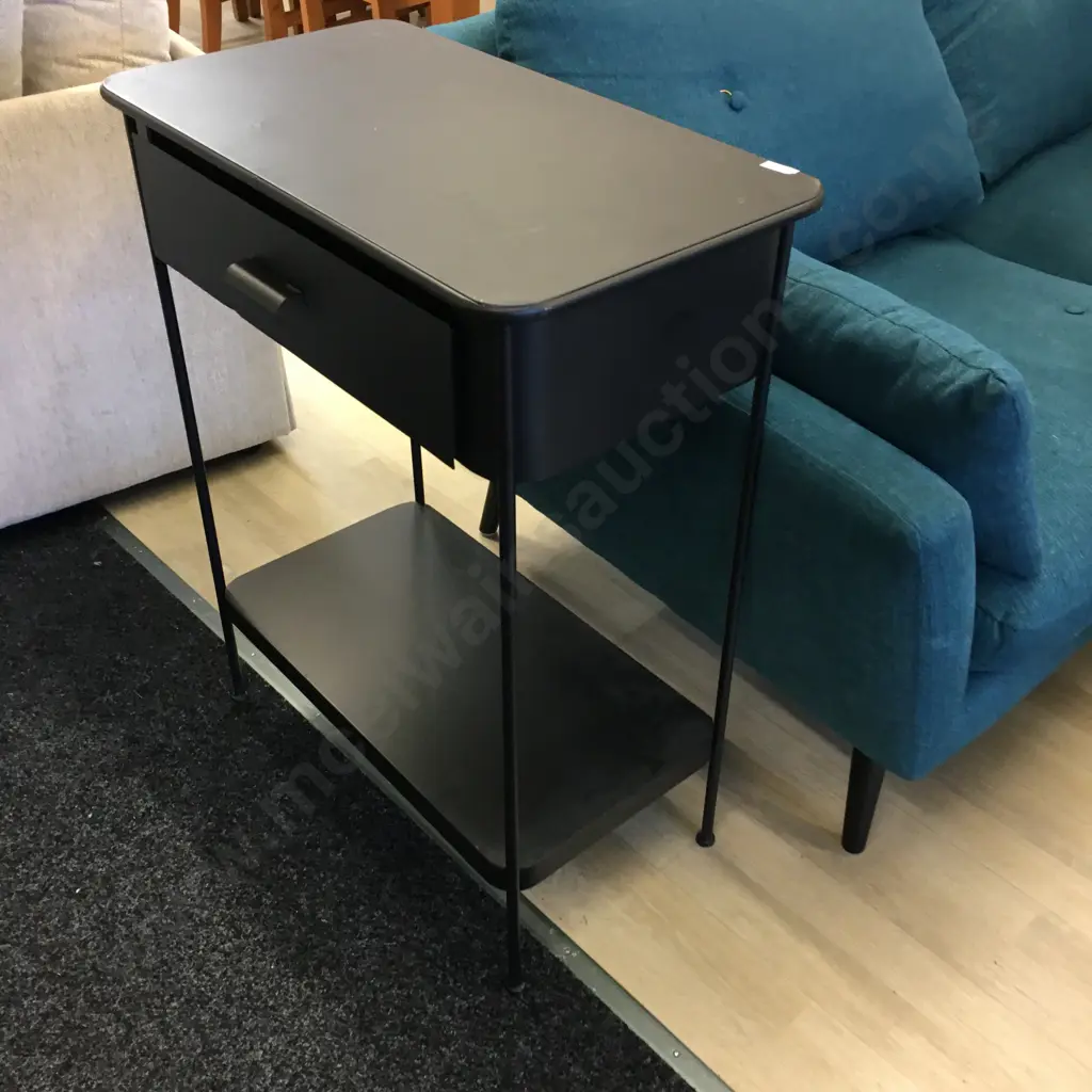 Black Single Drawer Hall/Sofa Table With Shelf H81,W63,D36cm. Image 1++