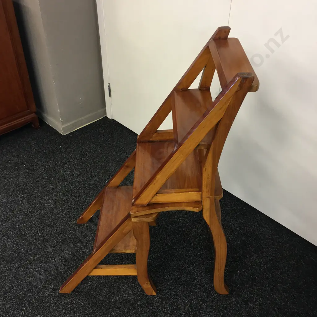 Vintage Solid Wood Metamorphic Library Step Chair Image 1++